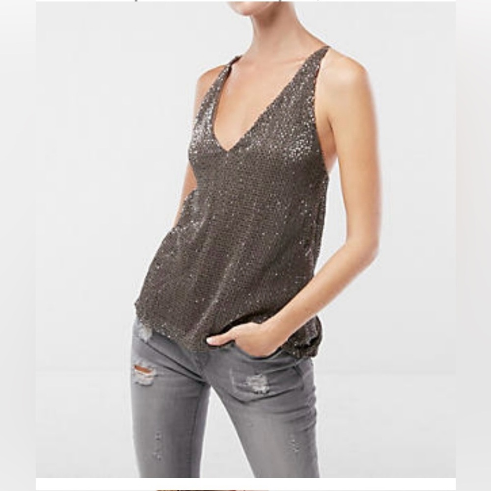 Express Black Sequin Sleeveless Camisole - Picture 2 of 9
